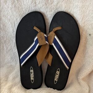Polo Navy & Tan Striped Men’s Flip Flops